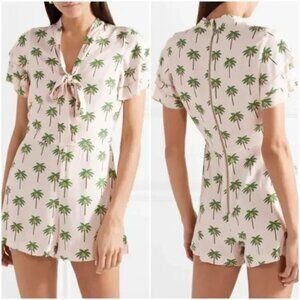 ALICE + OLIVIA Macall Palm Tree Pink & Green Romper sz 0
